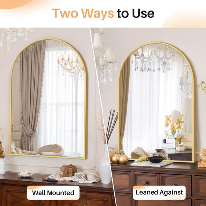 Bathroom Mirror for Wall, 24 Inch Round Mirror, Matte Black Metal Framed Circle Vanity Mirror for Bathroom Bedroom Living Room Entryway, Anti-Rust, Tempered Glass, Hanging or Leaning
