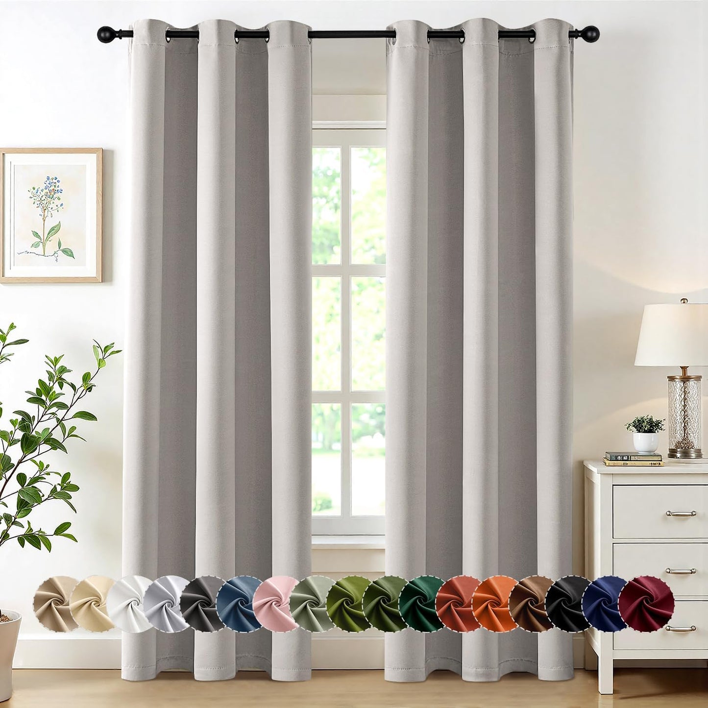 MIULEE Blackout Curtains for Bedroom Living Room 2 Panels, Thermal Insulated Room Darkening Drapes Grommet Noise Reducing Light Blocking Window Treatments 63 Inches Long 40x63 Inch Black - Colors B