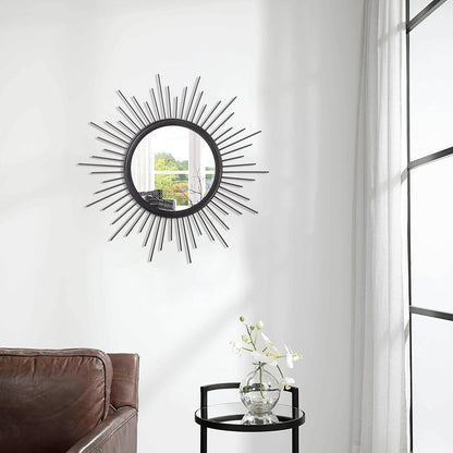 Gold Sunburst Mirrors for Wall Decorative Metal Round Art Mirrors Large Wall Decor Hanging Mirror for Bathroom Bedroom Living Room Vanity Entryway 16"
