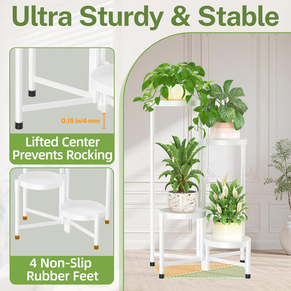 iDavosic.ly Plant Stand Indoor Outdoor, 5 Tier Corner Metal Flower Display Holder Shelf, Folding Tall Orchid Rack for Patio Balcony Porch Garden Living Room House, Black