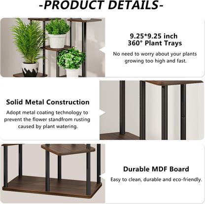 AZERPIAN Plant Stand 5 Tier Indoor Metal Flower Shelf for Multiple Plants Corner Tall Flower Holders for Patio Garden Living Room Balcony Bedroom, Black (5 Tier-Black)