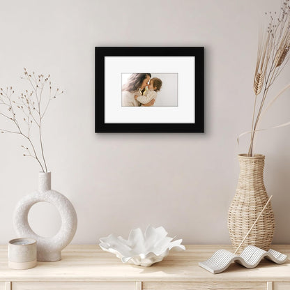 Americanflat 8x10 Picture Frame with Shatter-Resistant Glass - Use as 5x7 Frame with Mat or Display 8x10 Photo Without Mat - Signature Collection - Picture Frames for Tabletop and Wall Display - Black