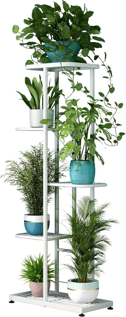 LINZINAR Plant Stand Indoor Outdoor Corner 4 Tier Metal Plant Shelf Patio Plant Rack for Garden Corner Balcony Living Room