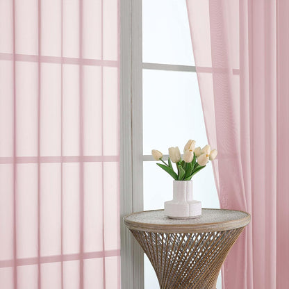 OWENIE Sheer Curtains 84 inches Long 2 Panels Set for Living Room/Bedroom, Rod Pocket Voile Sheer Panel Drapes, White, 2pcs, Each 42" W x 84" L - Colors A