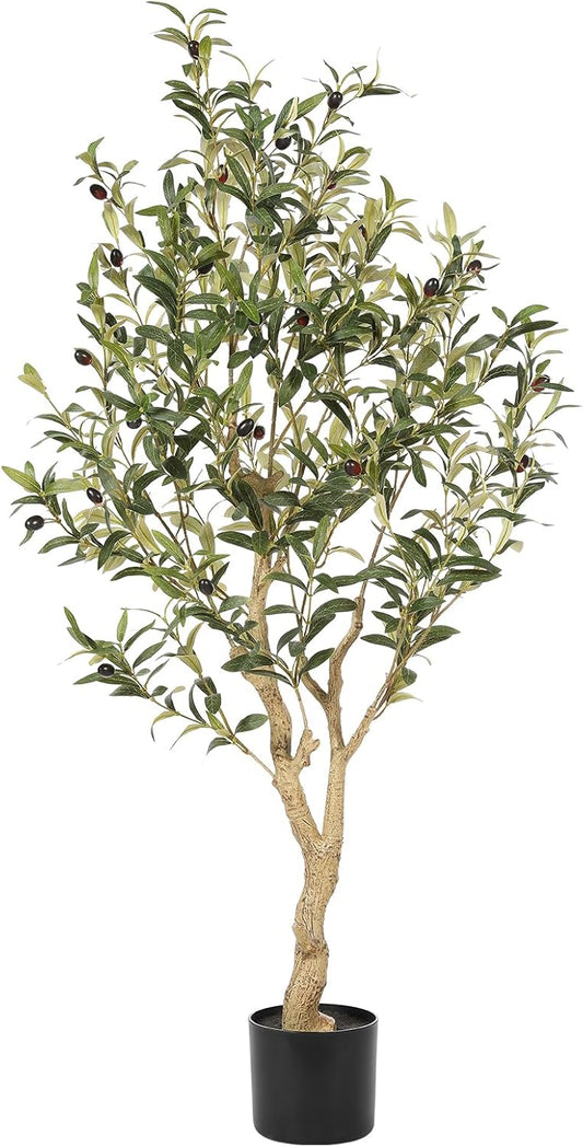 Realead 7FT Olive Trees Artificial Indoor - Tall Faux Olive Tree 7 Feet with Realistic Leaves and Natural Trunk - Potted Fake Olive Tree for Modern Home Office Living Room Floor Decor Indoor