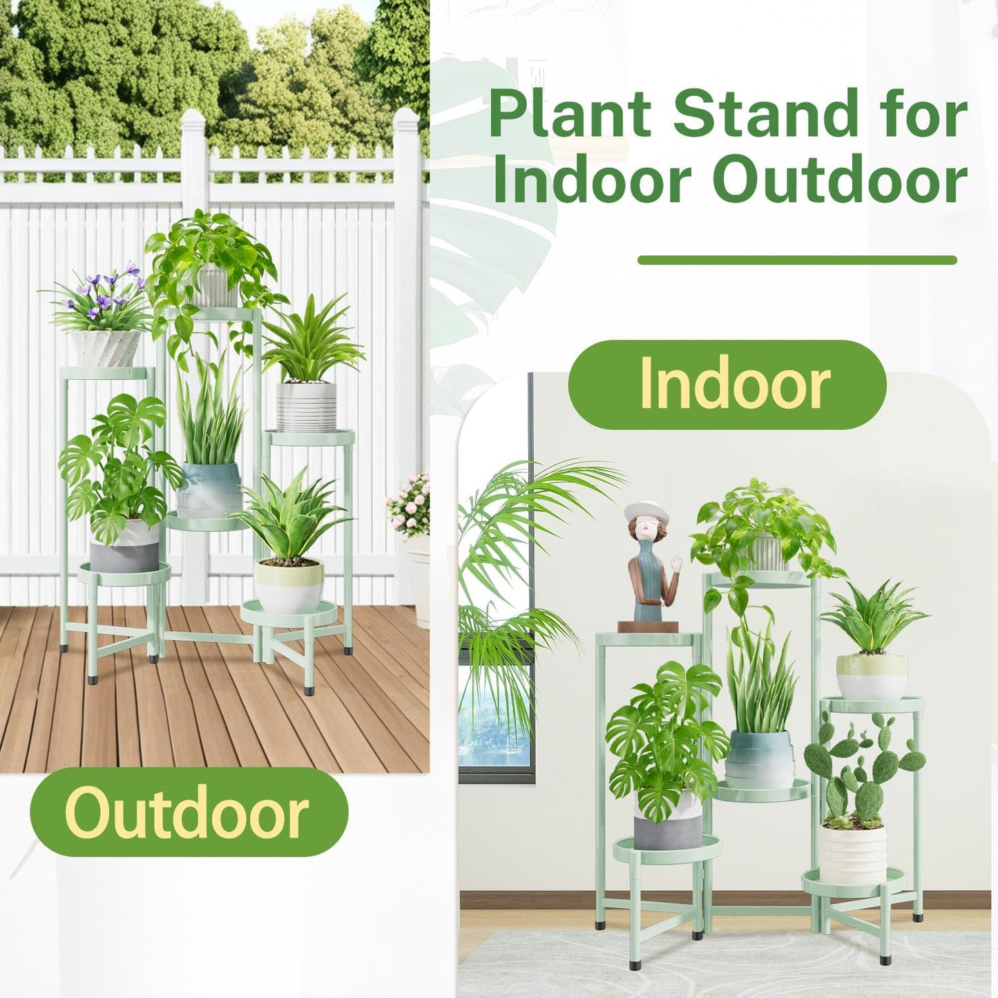 iDavosic.ly Plant Stand Indoor Outdoor, 5 Tier Corner Metal Flower Display Holder Shelf, Folding Tall Orchid Rack for Patio Balcony Porch Garden Living Room House, Black