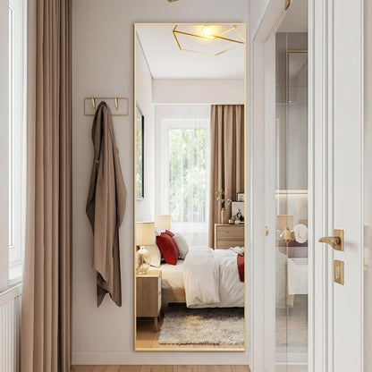 DUMOS Full Length Mirror 64"x21" Full Body Floor Mirror for Bedroom or Cloakroom, Can Stand Alone, Hang or Lean Against Wall, Tall Wall Mirror with Stand, Black