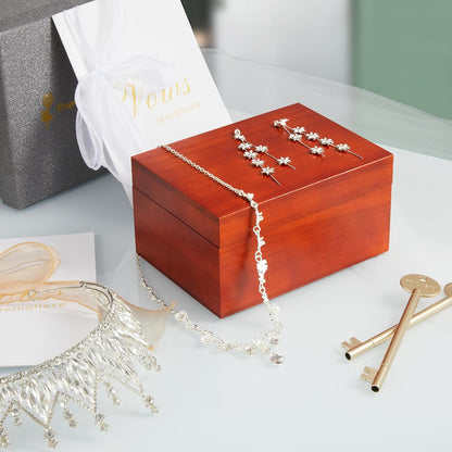 DRASTAR Wooden Keepsake Box, Large Acacia Storage Memory Box with a Hinged Lid for Crafts and Photo Storage