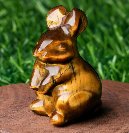 DUQGUHO Bunny Decor Easter Rabbit Decor Crystals Easter Gifts Decoration Bunny Statue Amethyst Crystals Figurines Bunny 1.5’’