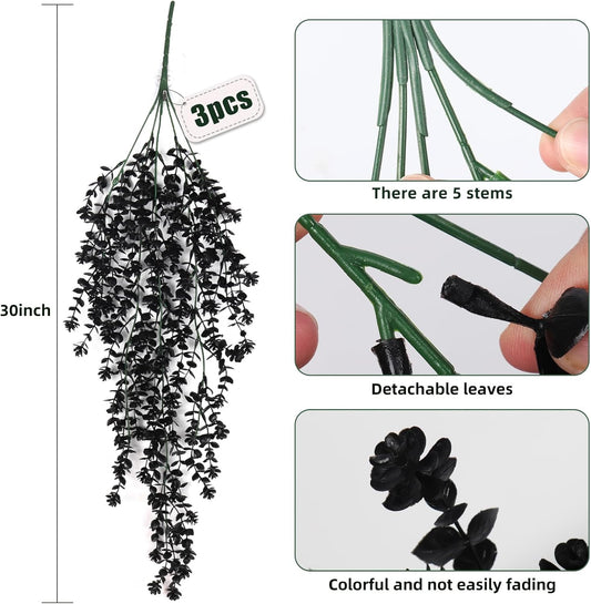 RECUTMS Artificial Hanging Plants Fake Hanging Plant Faux Eucalyptus Leaf Greenery Vine Outdoor UV Resistant Plastic Plants Home Garden Wedding Party Indoor Outdoor Decorations(White)