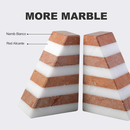 Karibiber Travertine Bookends for Heavy Books, Marble Decorative Bookends for Shelves, Heavy-Duty Stone Book Ends for Hardback Book & Cookbooks, Unique Book Stopper & Holder, Travertino Italy