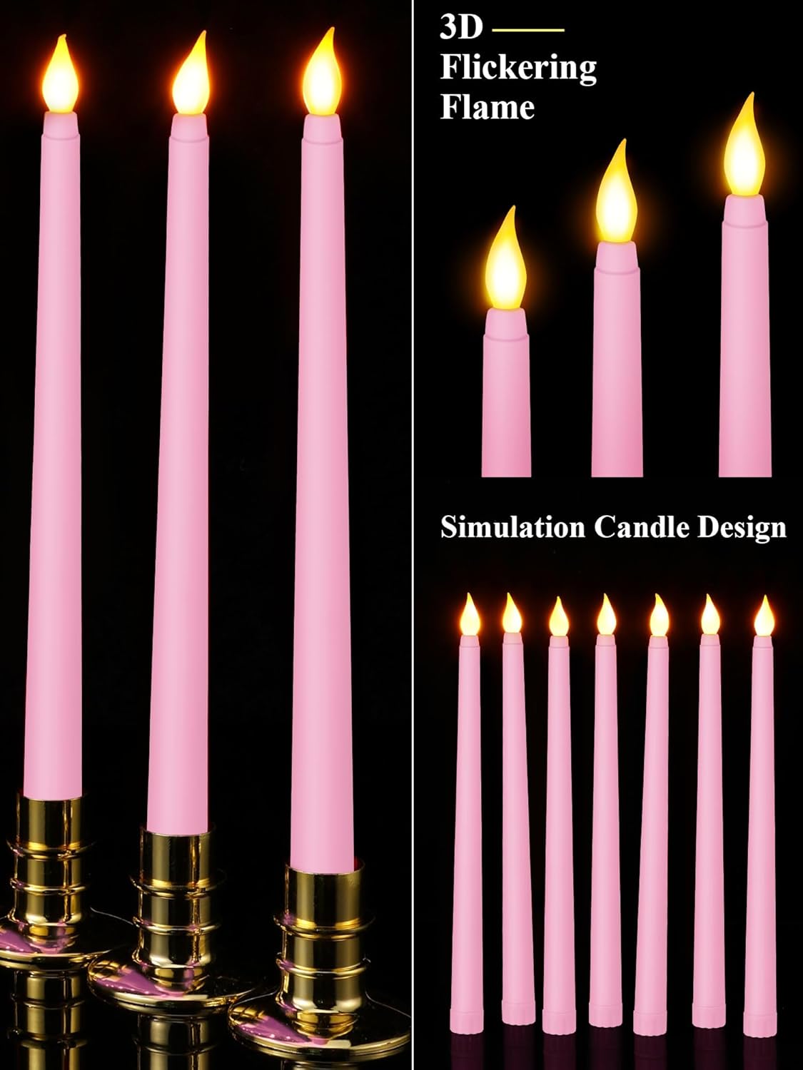 Treela 72 Pcs Flameless LED Taper Candles Battery Operated Candles Bulk 11 Inch Flickering Fake Candlesticks with Warm Light for Valentines Day Church Wedding Party Battery Not Included(Classic,Ivory)