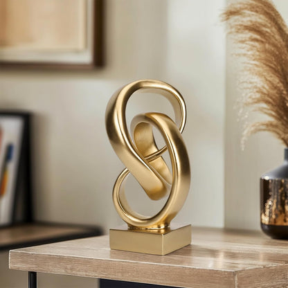 DOVDOV Abstract Black Knot Sculpture, Geometric Decor, Black Decorative Piece for Living Room Coffee Table or Bookshelf Top, Office Coffee Table or Entryway Console Decor.