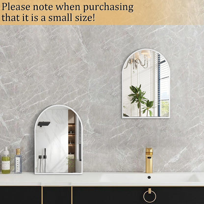 Black Arched Mirror, Modern Bathroom Wall Mirror Aluminum Alloy Framed Mirror Brushed Metal Vanity Wall Mounted Mirror for Livingroom Bedroom Entryway Room 16"x12"