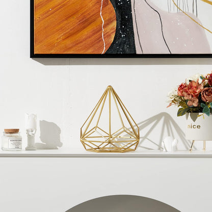 HLQMFHT 7 inches Metal Geometric Abstract Sculpture， Metal Geometric Sculpture Decor Sphere, Tabletop Decor for Living Room,Study,Bedroom,Modern Home Decor Accents