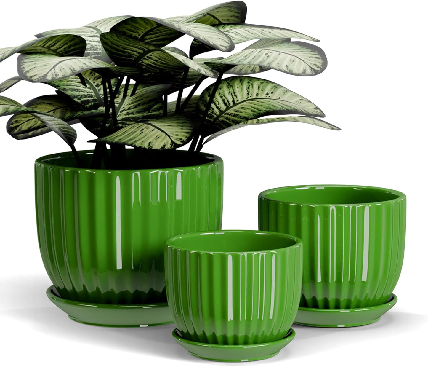 Ton Sin Pink Gold Ceramic Flower Pots, 4"+5"+6" Inch Small Glazed Succulent Planters with Drainage Hole,Modern Indoor Decorative Plant Pots Set of 3,Garden Pots with Saucer