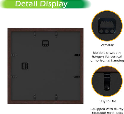FrameWorks 11” x 14” Dark Oak Wooden Shadow Box Frame – Display Case with Soft Felt Back, Memory Box with Tempered Glass, Display Box with Elegant White Ball Push Pins, Wooden Flower Box