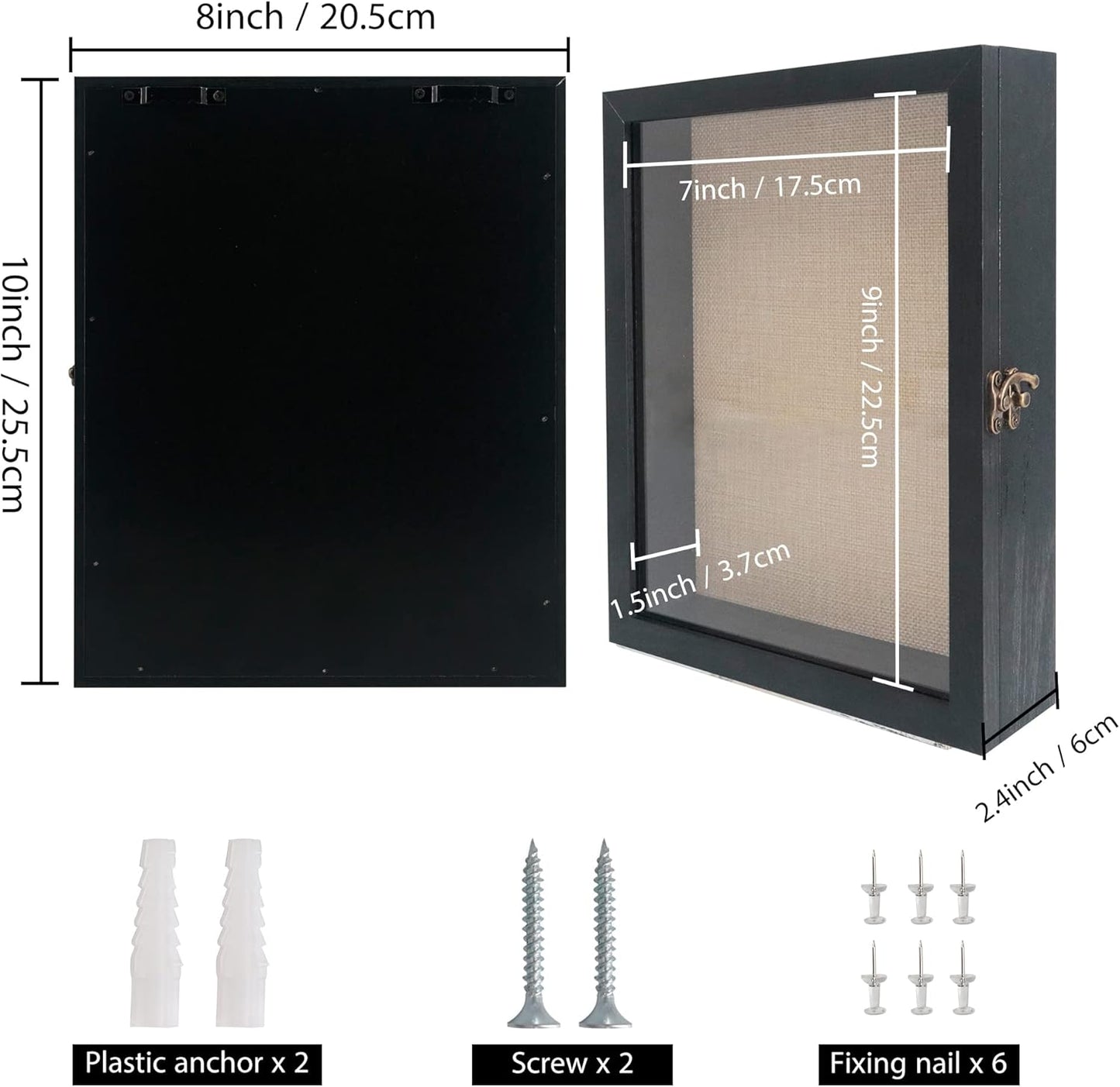 GraduationMall 13x16 Wood Shadow Box Frame Glass Door Display Case with Linen Back and 6 Stick Pins,1.5 inches Interior Depth,Ideal for Memorabilia Pictures Flowers Medals Tickets Rustic White