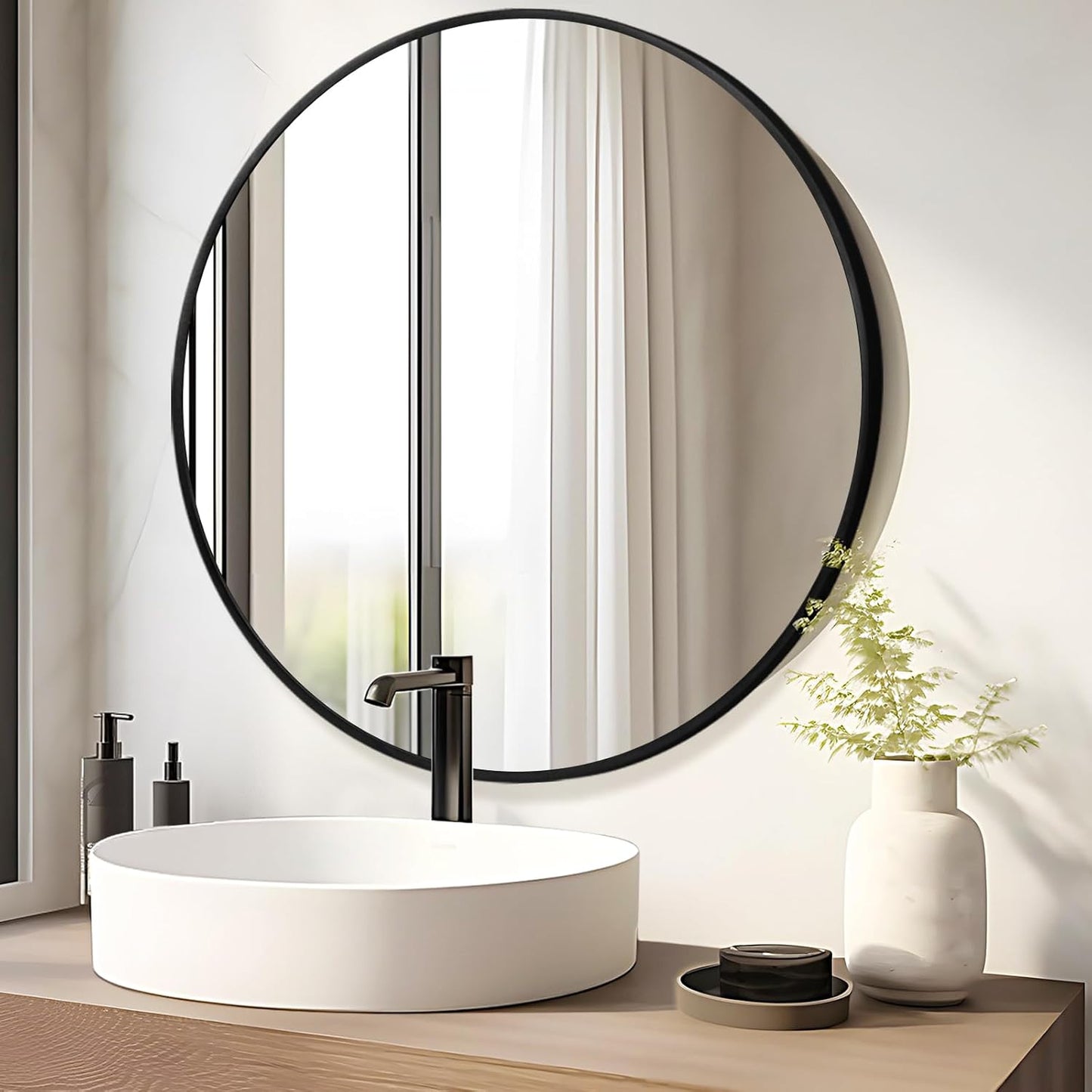 Fabuday Black Circle Mirror for Wall 20 inch - Round Mirrors for Bathroom, Entryway, Living Room, Hallway, Bedroom Decor, Small Matte Framed