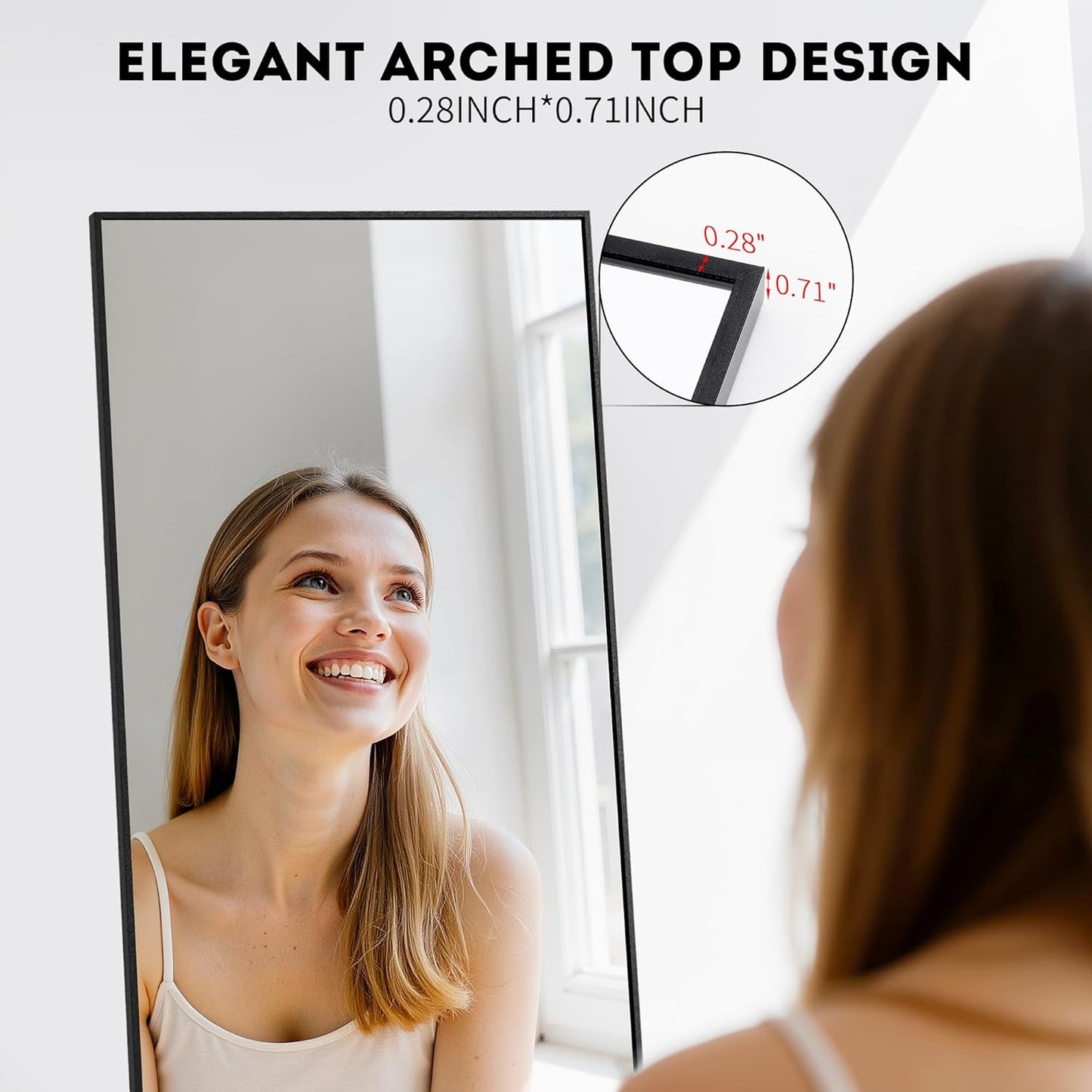 Simple Deluxe Arched Full Length Mirror, 71"x26"Large Floor Mirrors, for Wall Door Bedroom Bathroom Living Room (Gold)