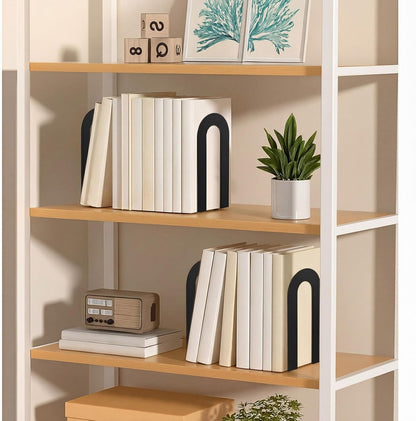 Chunful 12 Pcs Modern Metal Book Ends for Shelves Decorative Small Bookends Book Shelf Organizer Minimalist Design Stopper to Hold Books for Home Office (Gold,5.5 * 3.75 * 2.25inch)