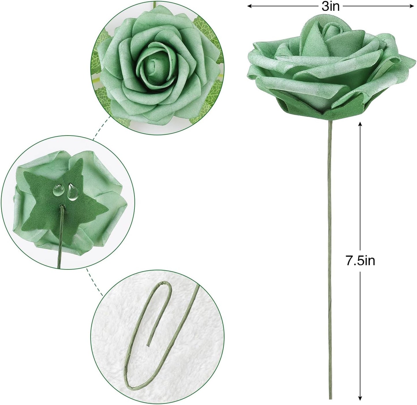 AmyHomie Artificial Flowers Dark Red Rose 25pcs Real Looking Fake Roses w/Stem for DIY Wedding Bouquets Centerpieces Arrangements Party Baby Shower Mothers Day Christmas Tree Decorations