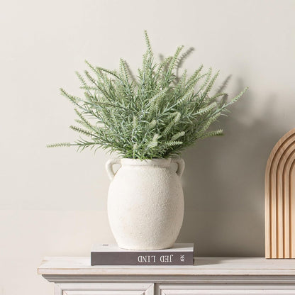 Dobbyby Ceramic Flower Vase 7.6 inch Farmhouse Rustic Vase Decorative Pottery Terracotta Vases for Home Decor Table Mantle Fireplace Living Room Bathroom Wedding Centerpiece (Whitewashed)