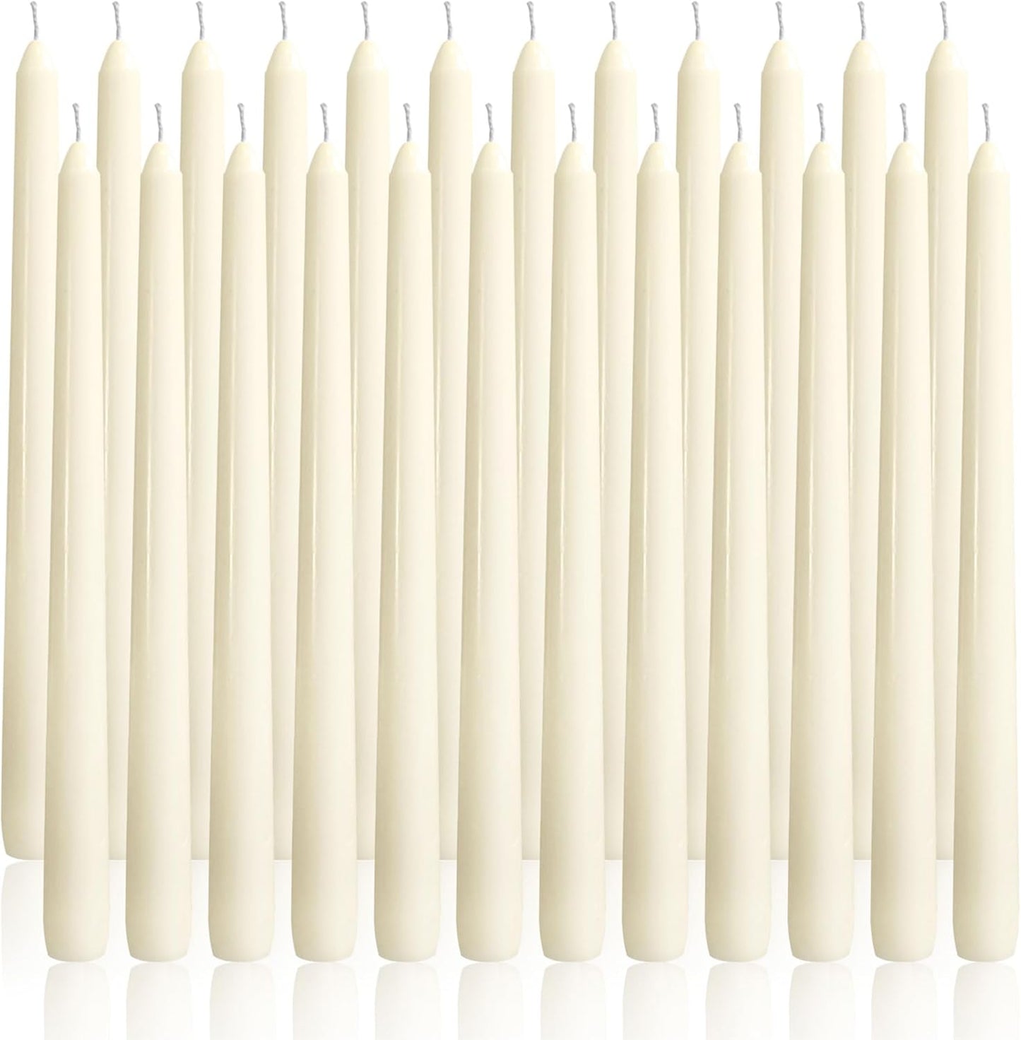 OSHINE Ivory 10 Inch Taper Candles - 12 Pack Long Taper Candle Dripless Unscented Smokeless & Emergency 7-8 Hours Long Burning Tall Candlesticks Ideal for Weddings, Dinner Party, Easter