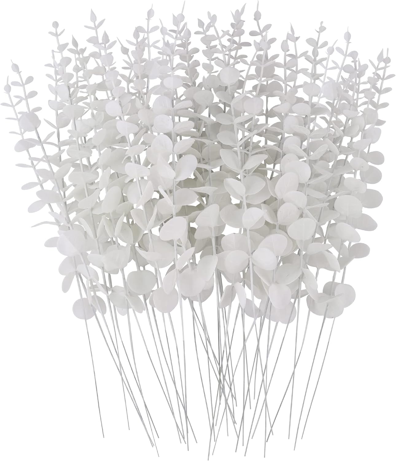 FEQO 36 Pcs Artificial Eucalyptus Stems Dark Brown Leaves Faux Eucalyptus Stems Branches 15 inch for Wedding Bouquet Home Deco