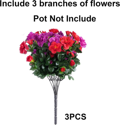 Ivydale Artificial Fake Flowers Plants for Outdoor Outside Spring Decor, Faux Silk Yellow Camellia UV Resistant Look Real for Planter Pot Porch Patio Balcony Garden Yard, 3 Large Bundles