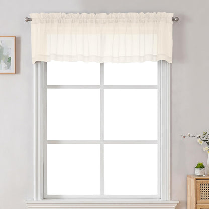 Chyhomenyc Sheer White Valances for Windows 2 Pack, Small Window Curtains for Living Room Bathroom Cafe Laundry Basement, Modern Top Dual Rod Pocket Voile Curtain, 42W x 14L inches, White - Colors A