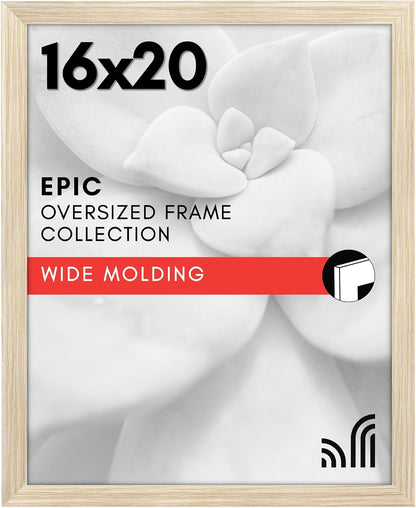 Americanflat 16x20 Picture Frame with Polished Plexiglass - Black Picture Frame - Wide Photo Frames Made of Engineered Wood for Vertical or Horizontal Wall Display - Epic Collection - Black - Colors B