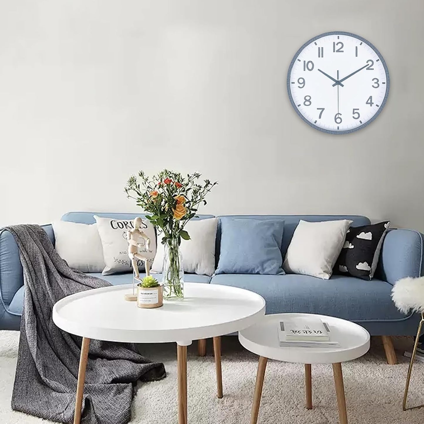 Wall Clocks Battery Operated 8 inch Modern Wall Clock,Silent Non Ticking Wall Clock for Living Room Bedroom Kitchen Office Classroom Decor (Green White)