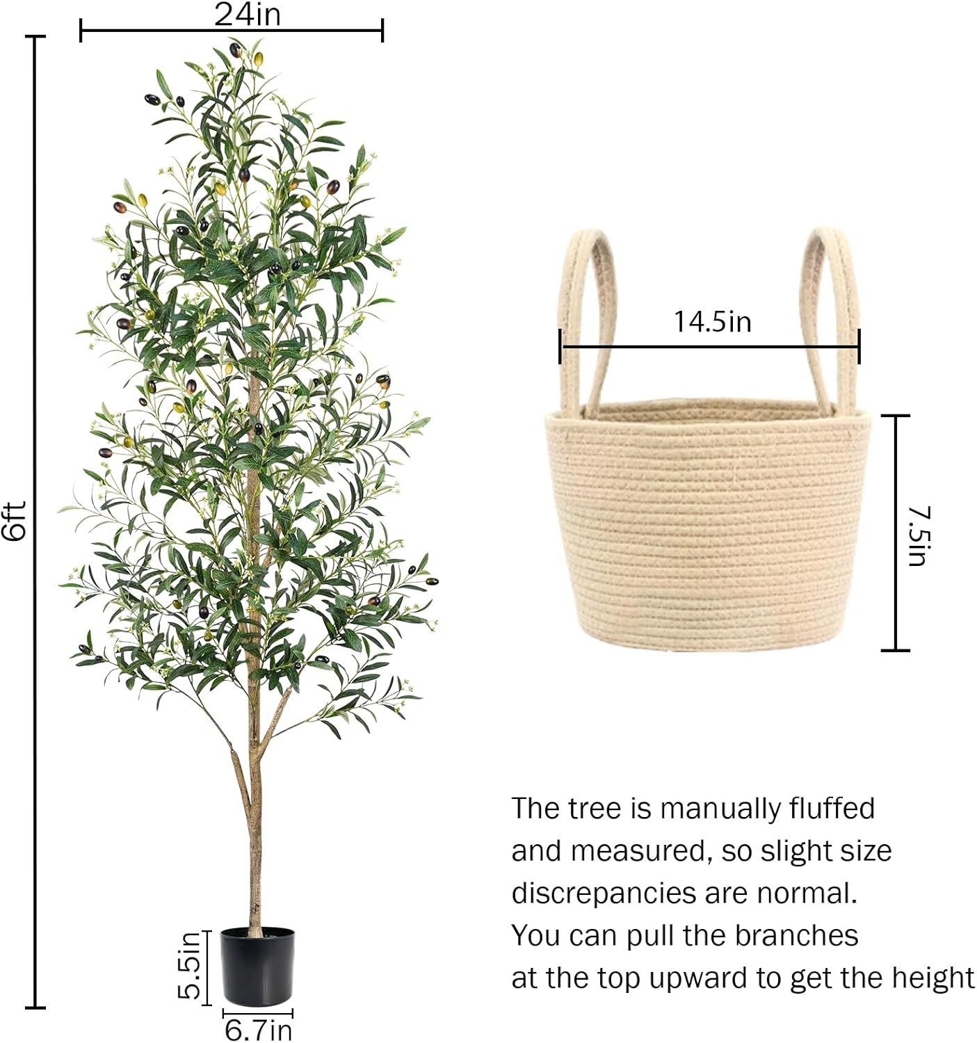 Caxchiling Faux Eucalyptus Tree 6FT, Artificial Potted Tree for Indoor Outdoor, Fake Floor Plants with Natural Wood Trunk, Home Office Living Room Bedroom Decor