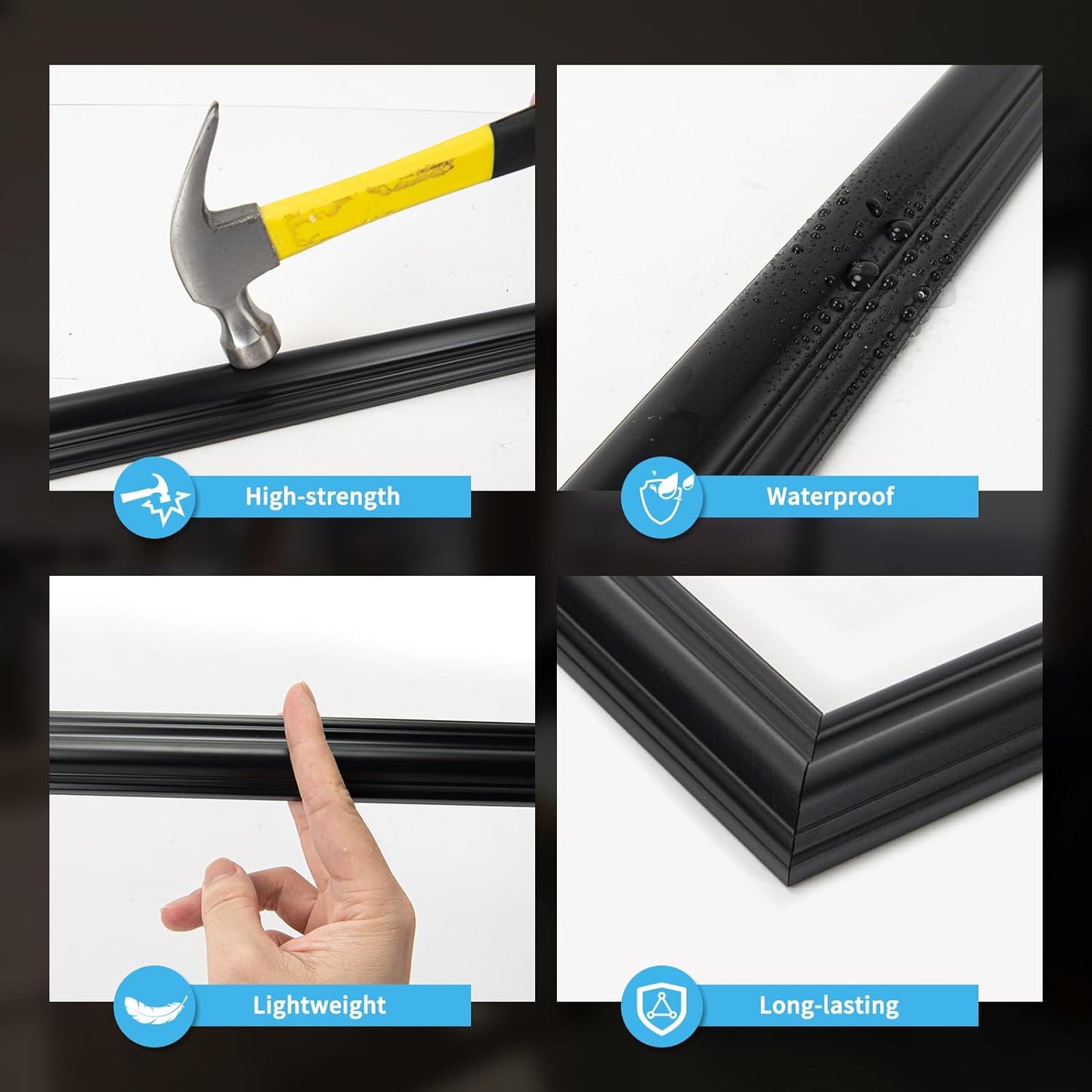 Art3d Pre-Cut Wall Molding Set of 6 pcs, Ready-to-Assemble Wainscoting Panels for Interior Wall Décor Living Room Bedroom Accent Wall - Installed with Glue, 3 Top 3 Bottom
