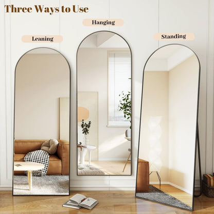 Koonmi 30"x71" Arched Full Length Mirror, Gold Large Floor Mirror with Aluminum Alloy Frame, Standing Hanging or Leaning Wall-Mounted Full Body Mirror for Living Room and Bedroom