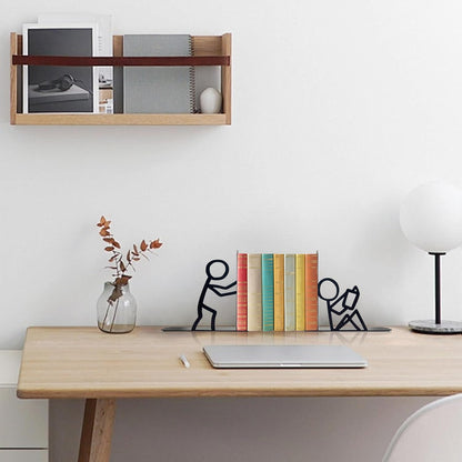 Bookends Decorative Metal Unique Office Desk Bookends Cute Book Ends Reading Decor Bookshelf Decor for Office School Library Bedroom, Book Lovers Gift