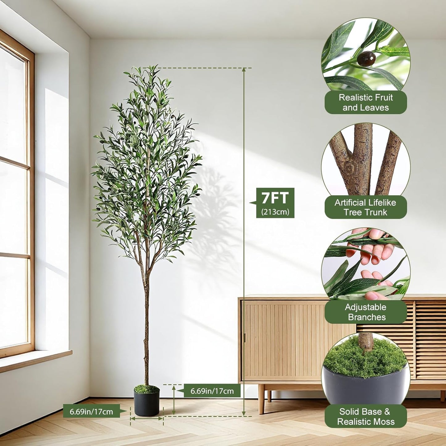 Alupssuc Olive Trees Artificial Indoor, 6FT Tall Faux Olive Tree with White Planter, Artificial Plants with Lifelike Fruits and Realistic Leaves for Modern Home Office Living Room Decor
