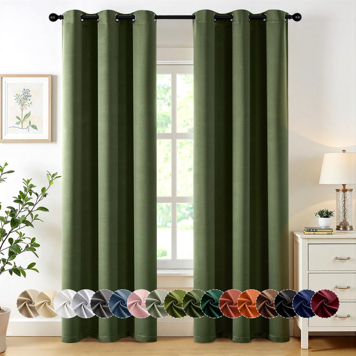 MIULEE Blackout Curtains for Bedroom Living Room 2 Panels, Thermal Insulated Room Darkening Drapes Grommet Noise Reducing Light Blocking Window Treatments 63 Inches Long 40x63 Inch Black - Colors B