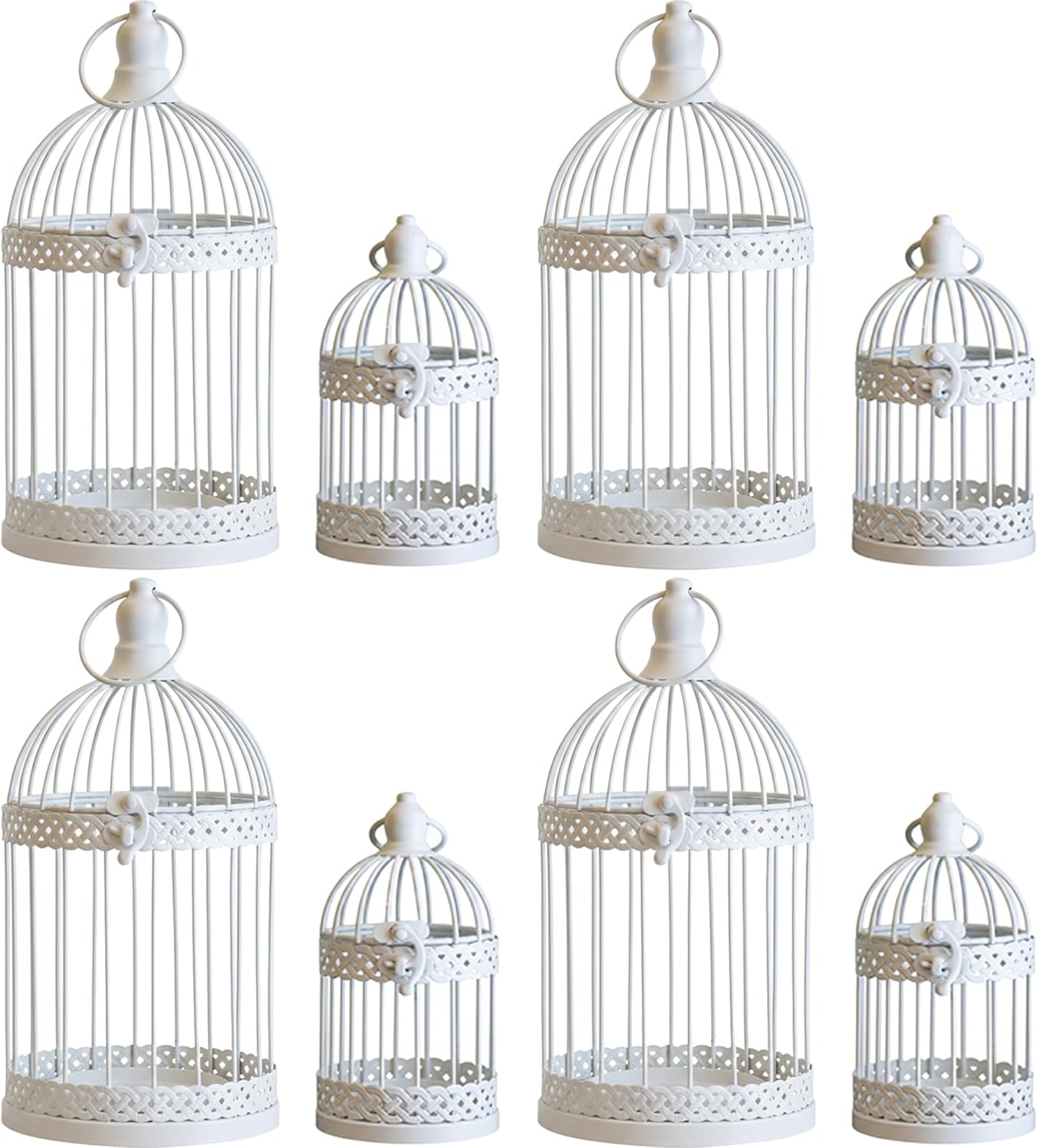 Vela Lanterns Bird Cage Decor Candle Holder Lantern Decorative Wedding Table Centerpiece Decorations, White, Small, Set of 4
