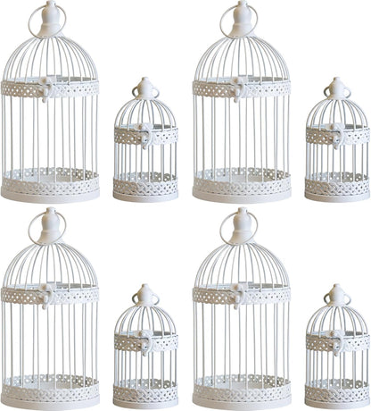 Vela Lanterns Bird Cage Decor Candle Holder Lantern Decorative Wedding Table Centerpiece Decorations, White, Small, Set of 4