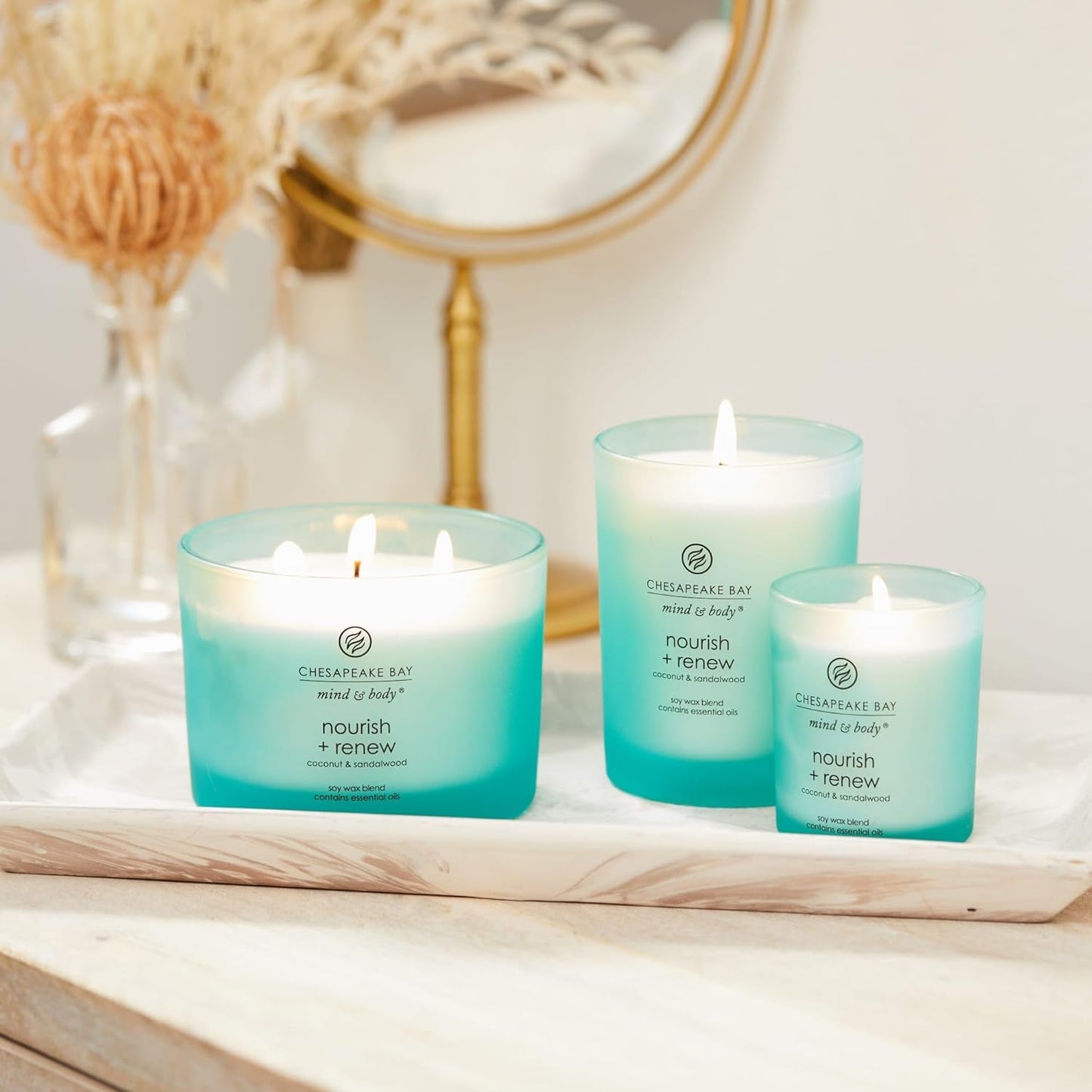 Chesapeake Bay Candle PT40886 Scented Candle Awaken + Invigorate (Lemongrass Eucalyptus) Medium Green Home Décor