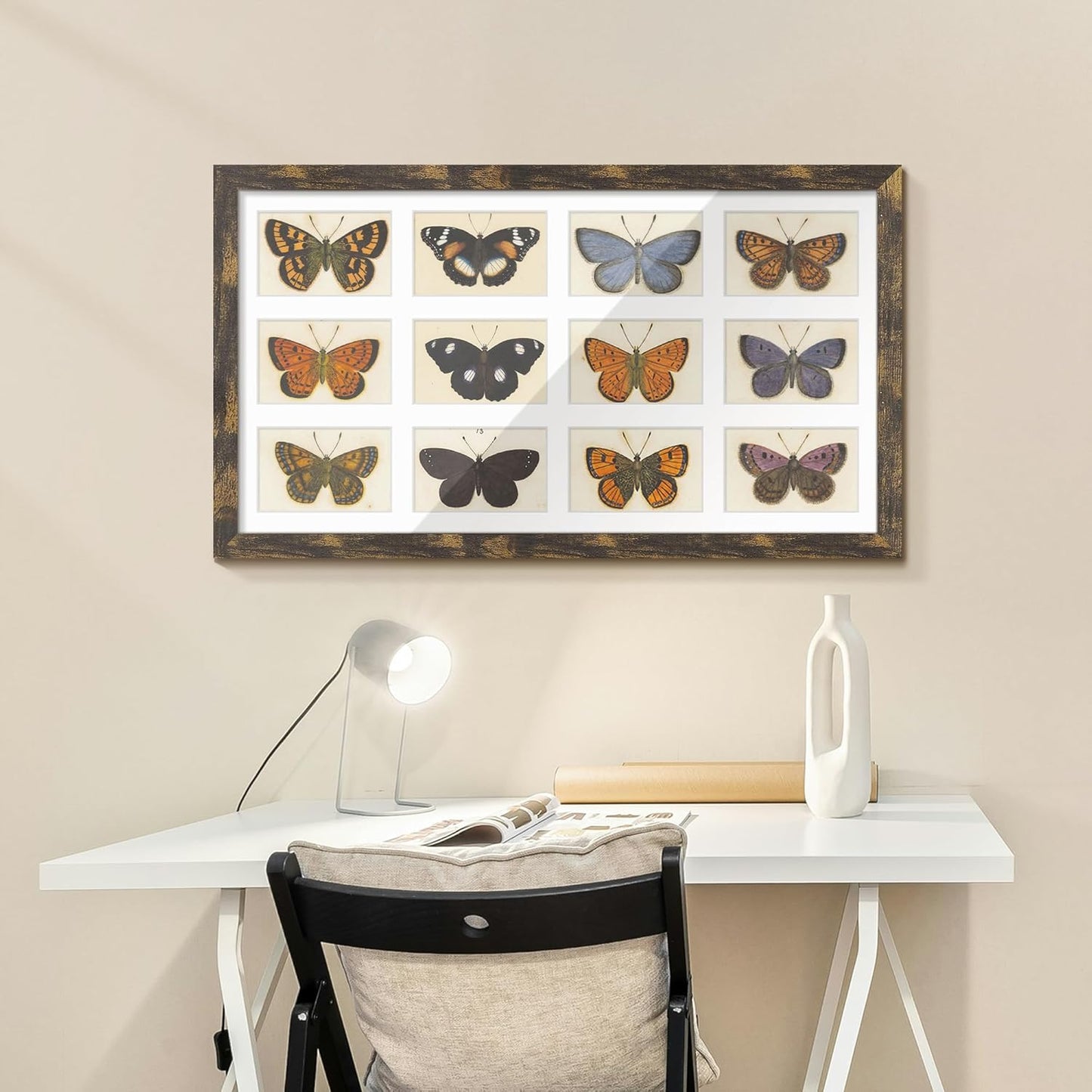 DUENPY 14x26 Collage Picture Frame 4x6 Collage Picture Frame Displays Twelve 4x6 inch Photos Available Horizontal Wall Mounting Display and Vertical Black - Colors B