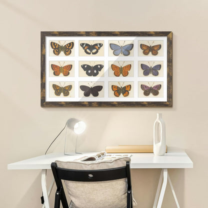 DUENPY 14x26 Collage Picture Frame 4x6 Collage Picture Frame Displays Twelve 4x6 inch Photos Available Horizontal Wall Mounting Display and Vertical Black - Colors B