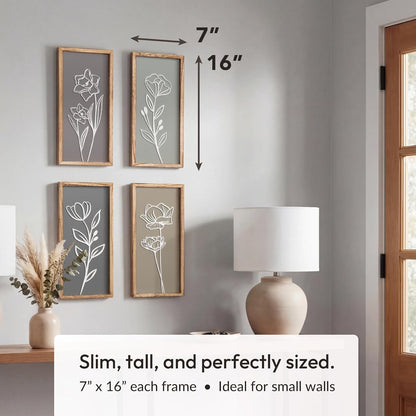 3D Floral Green Wall Art (Set of 2) Lightweight, Wooden Ready-to-Hang Boho Framed Wall Art for Bathroom, Bedroom, Living Room or Office – Premium Sage Green Farmhouse Decor – Gift-Boxed