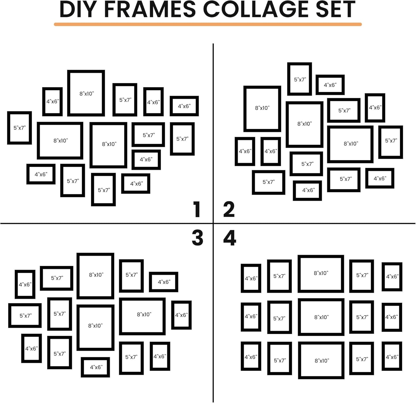 Venusmiles 15 Pack Picture Frames Collage Wall Decor, Gallery Frame Set for Wall Mounting or Tabletop Display, Multi Sizes Including 3pcs 8x10, 6pcs 5x7, 6pcs 4x6, Oak