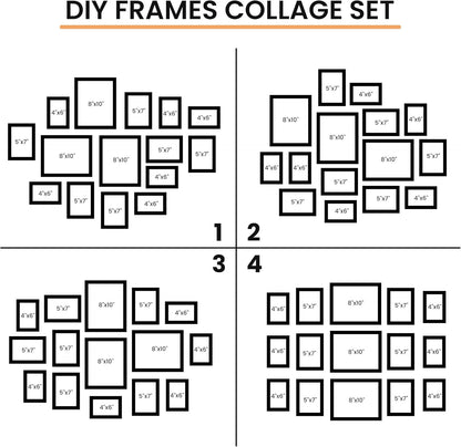 Venusmiles 15 Pack Picture Frames Collage Wall Decor, Gallery Frame Set for Wall Mounting or Tabletop Display, Multi Sizes Including 3pcs 8x10, 6pcs 5x7, 6pcs 4x6, Oak