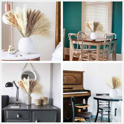 65PCS Pampas Grass Decor, Including pompas Floral, Reed Dried Grass and Bunny Tails Dried Flowers, Natural Dried Pampas Grass Bouquet for Boho Decor Wedding, Home Decoration