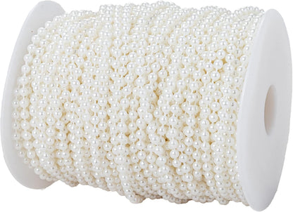 3mm Millet Beads Crafts Faux Pearl Beads Garland Pearl Bead Roll Strand of Pearls to Decorate Floral Centerpieces Wedding Party Favor Christmas Tree(33 Feet Ivory)