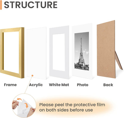 upsimples 5x7 Picture Frame Set of 10, Display Pictures 4x6 with Mat or 5x7 Without, Multi Photo Frames Collage for Wall or Tabletop Display, Black